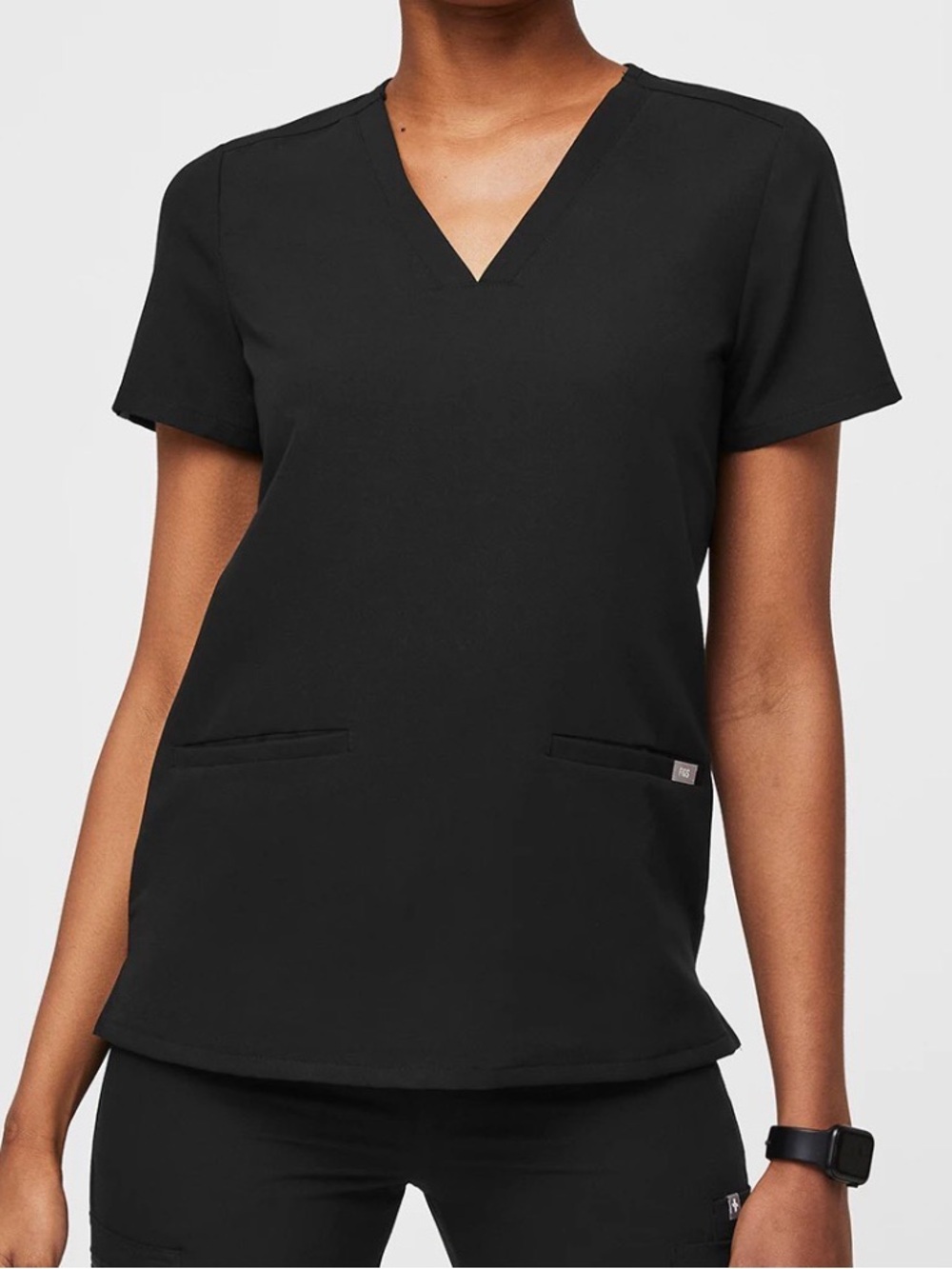 Figs Casma Three Pocket Scrub Top Black Size XS